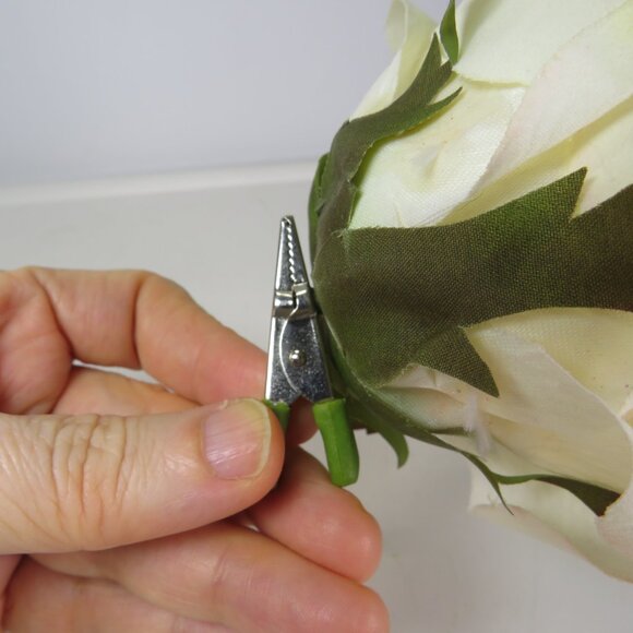 White Rose soft Corsage Glittered with Alligator Clip 4x4 Spring Hat Attachment - Picture 5 of 5
